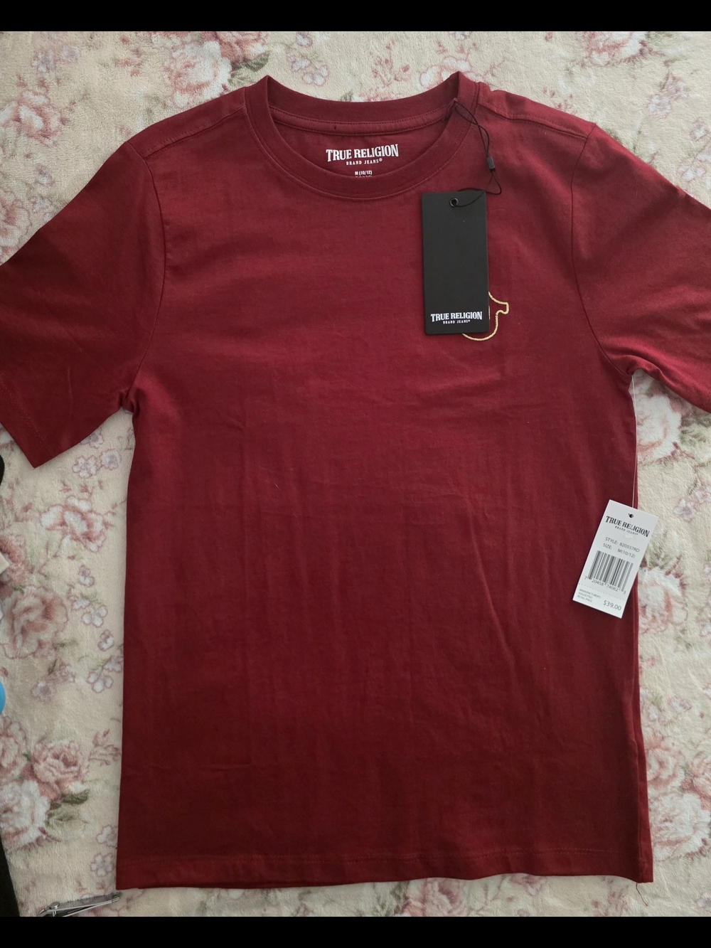 True Religion Short Sleeve Crewneck T-Shirt - Wine Red